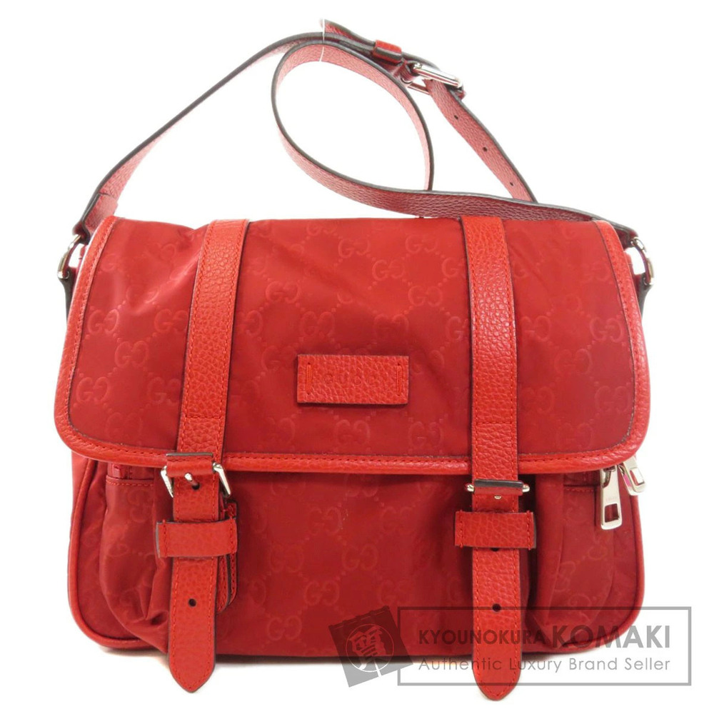 Gucci GG Messenger Bag dual buckle straps flap Red